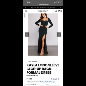 Hunter Green long sleeve formal dress